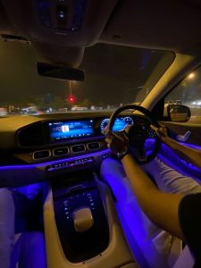 Maybach S500 luxury car rental Mumbai nightlife at Aer rooftop Worli